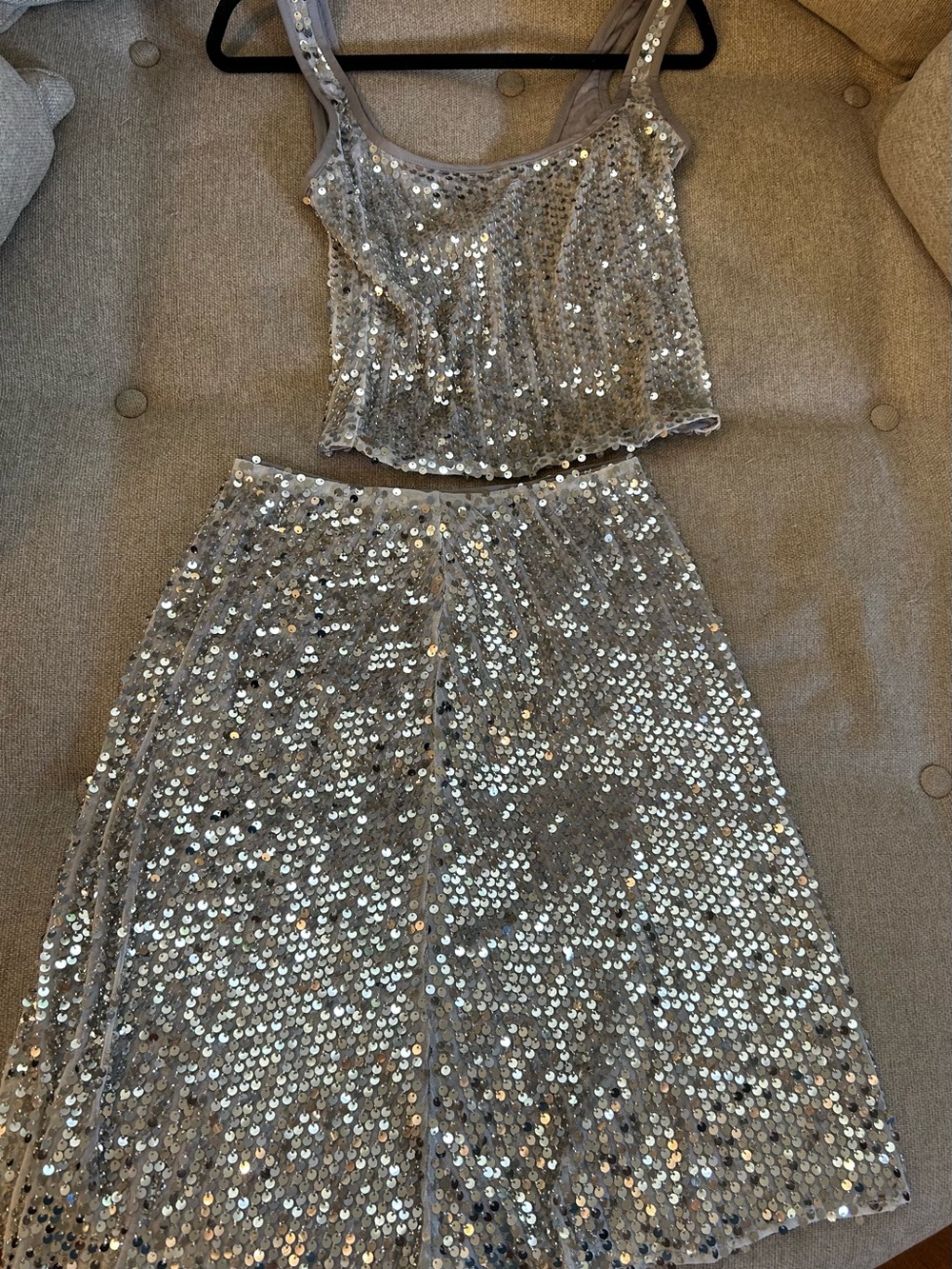 Peppermayo Silver Sequin Two-Piece Dress Set